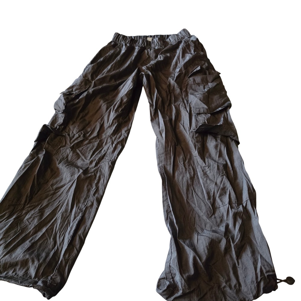 Arizona Jean Co Womens Gray Cargo Pants Elastic Waist Utility Wide Leg Size S